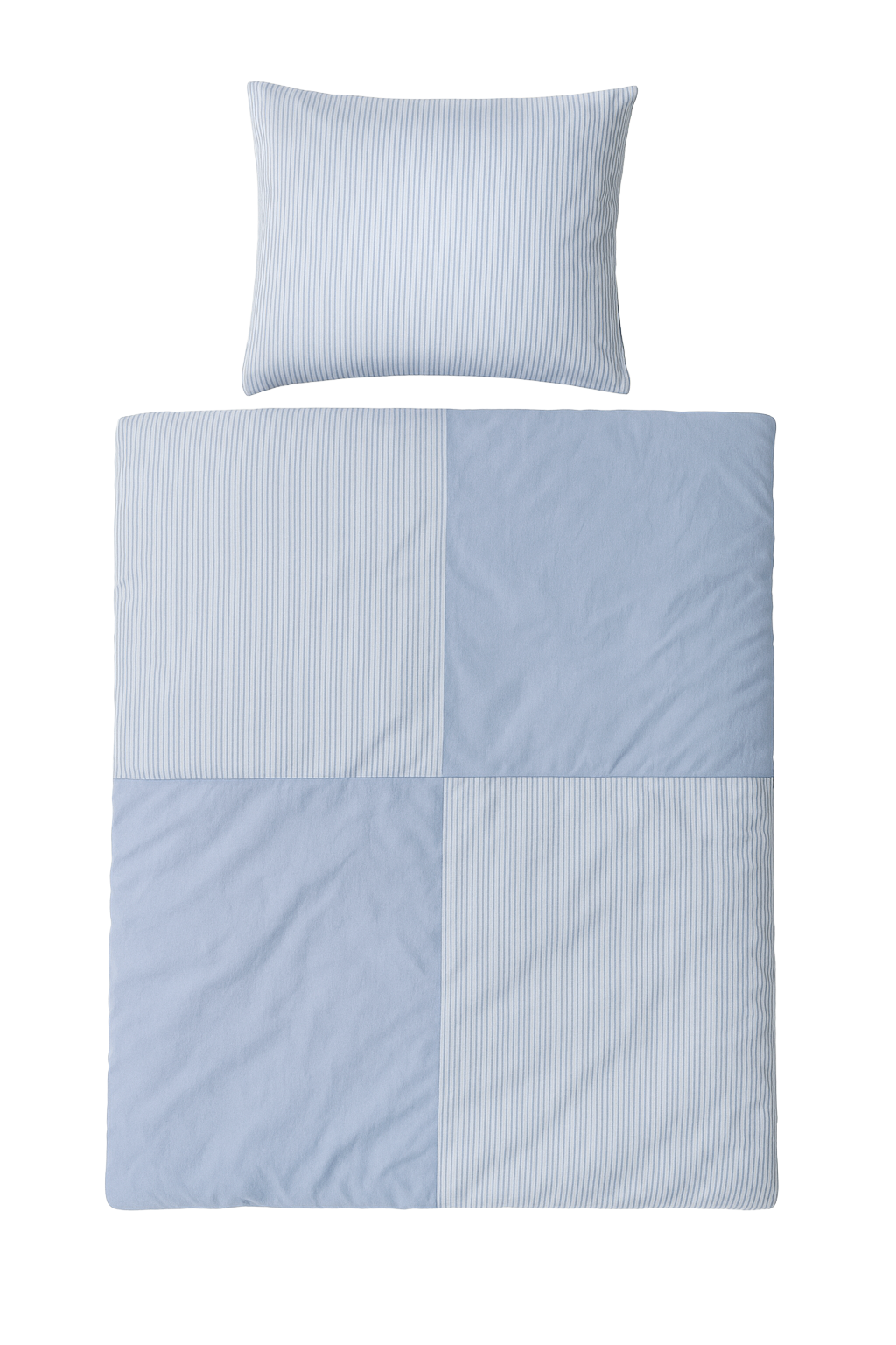 Mini Strib Patchwork sengetøj - blå